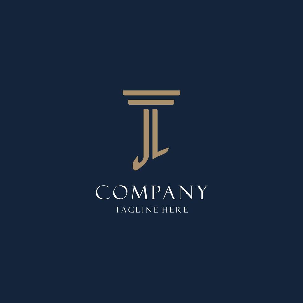 JL initial monogram logo for law office, lawyer, advocate with pillar style vector
