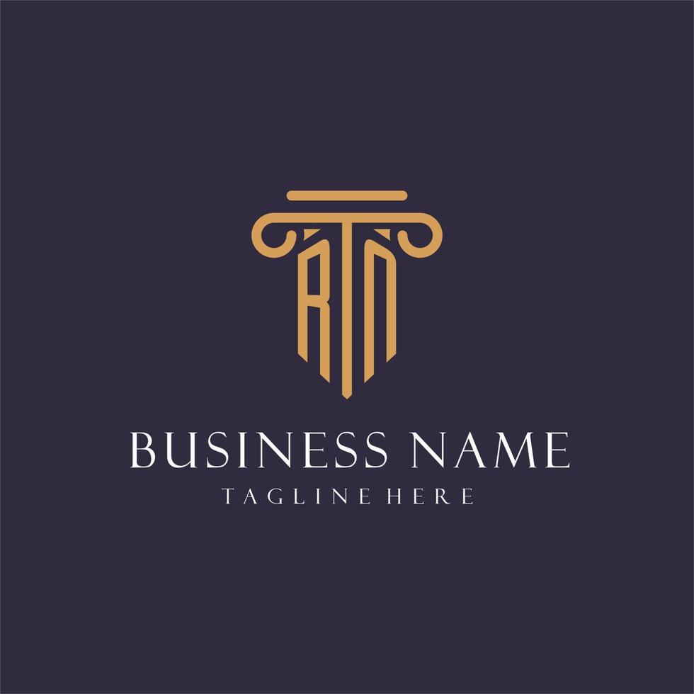 RN monogram initials design for law firm, lawyer, law office with pillar style vector