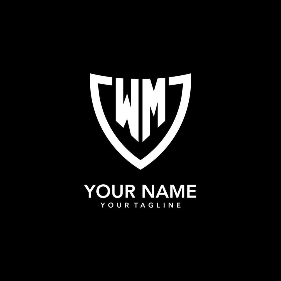 WM monogram initial logo with clean modern shield icon design vector