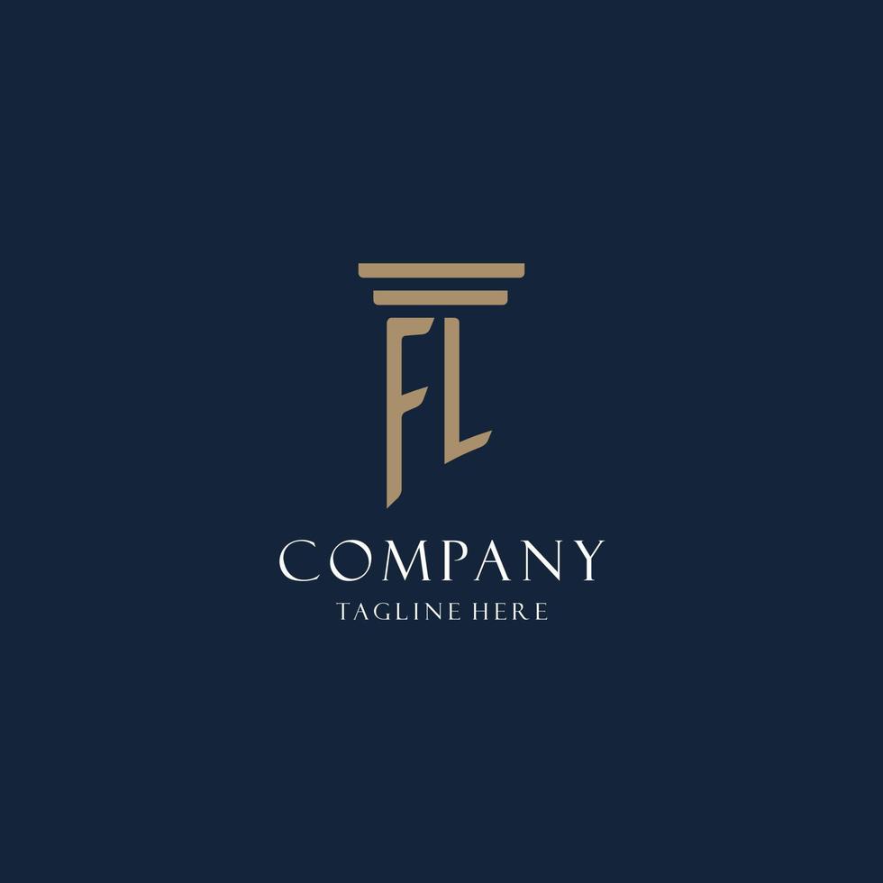 FL initial monogram logo for law office, lawyer, advocate with pillar style vector