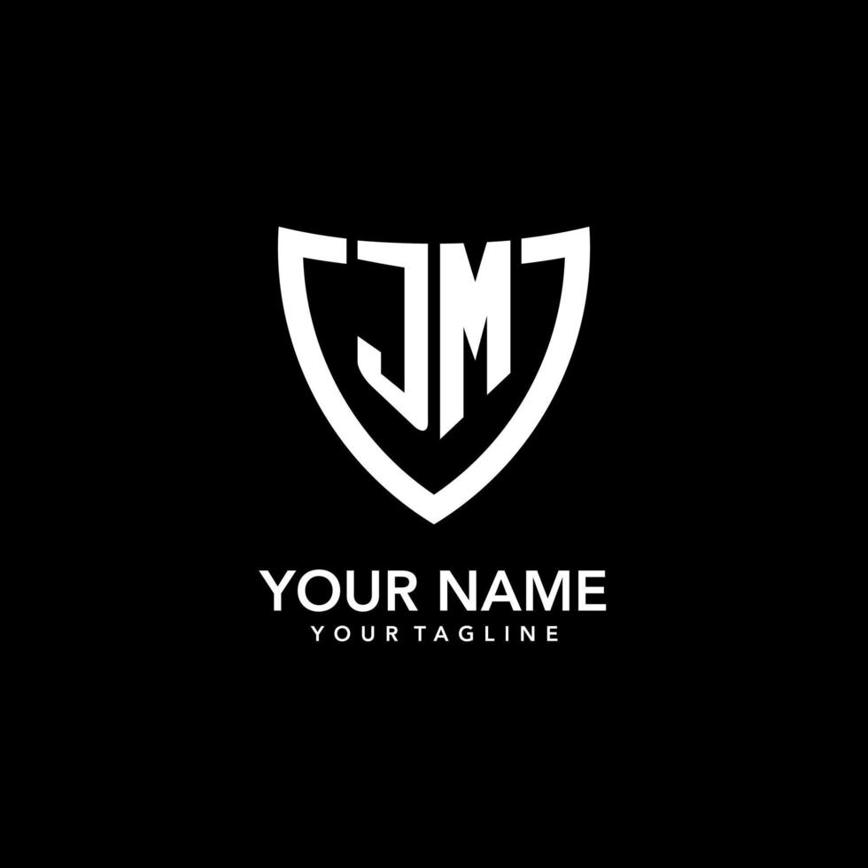 JM monogram initial logo with clean modern shield icon design vector