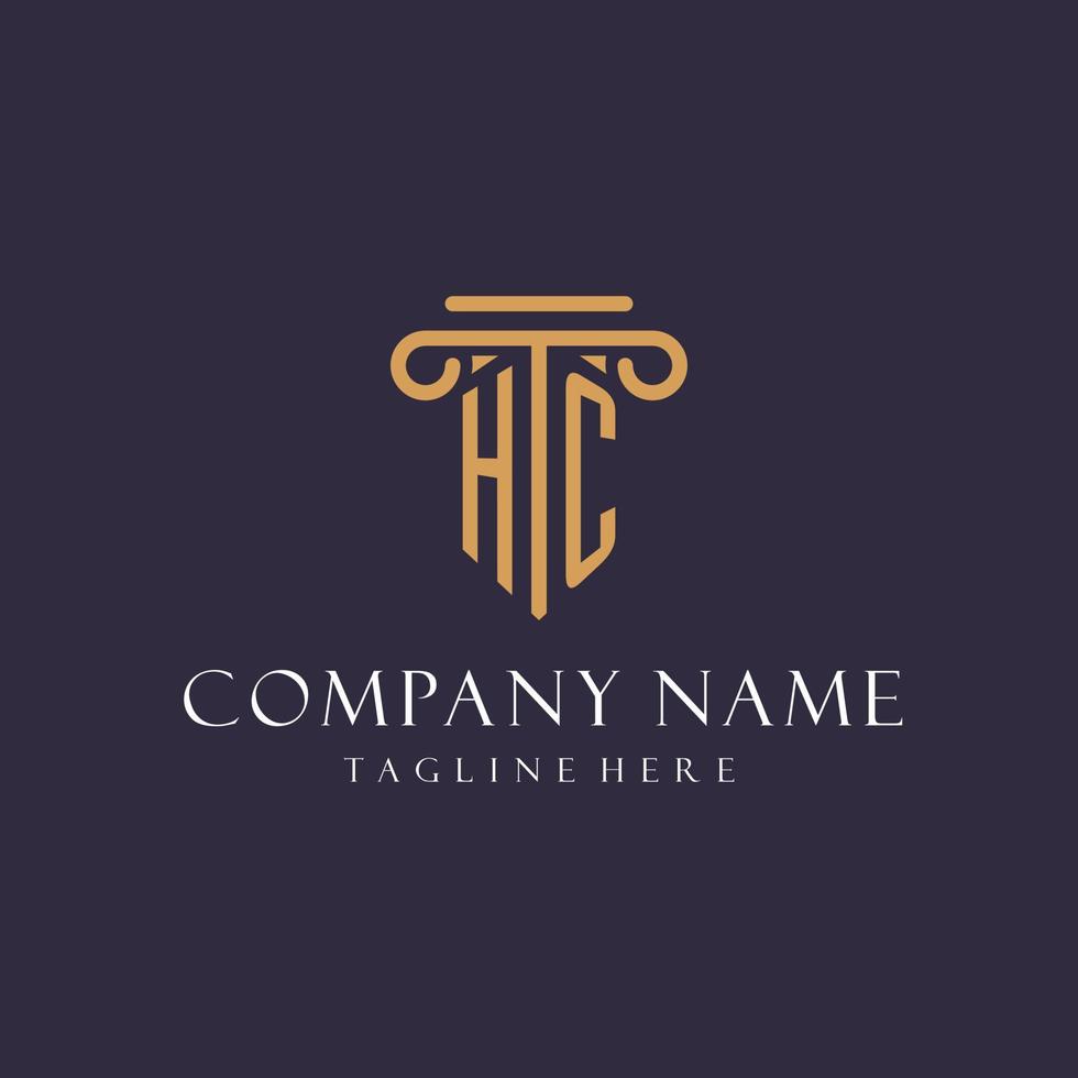 HC monogram initials design for law firm, lawyer, law office with pillar style vector