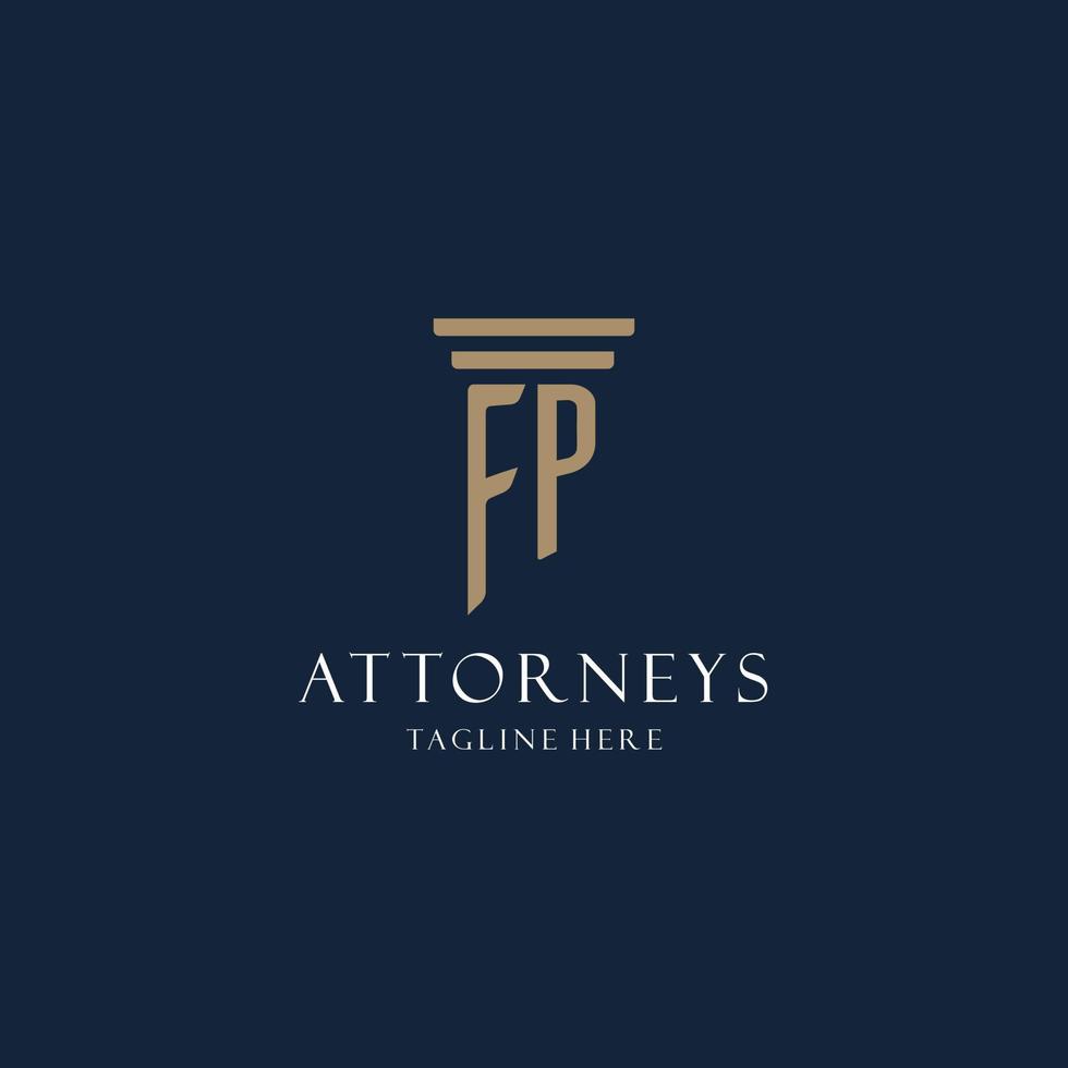 FP initial monogram logo for law office, lawyer, advocate with pillar style vector
