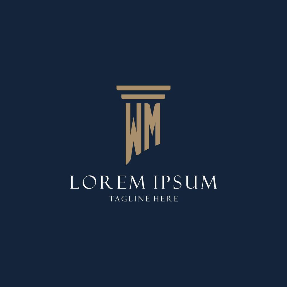 WM initial monogram logo for law office, lawyer, advocate with pillar style vector