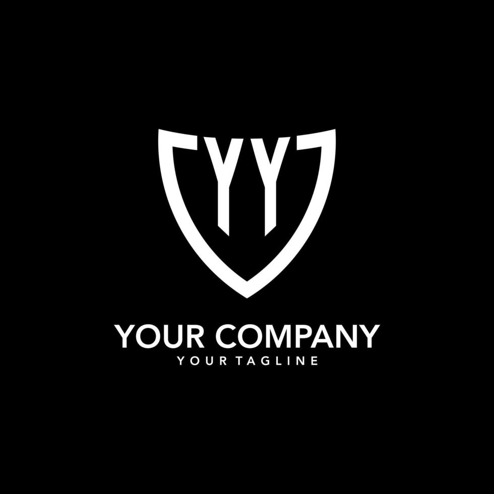 YY monogram initial logo with clean modern shield icon design vector