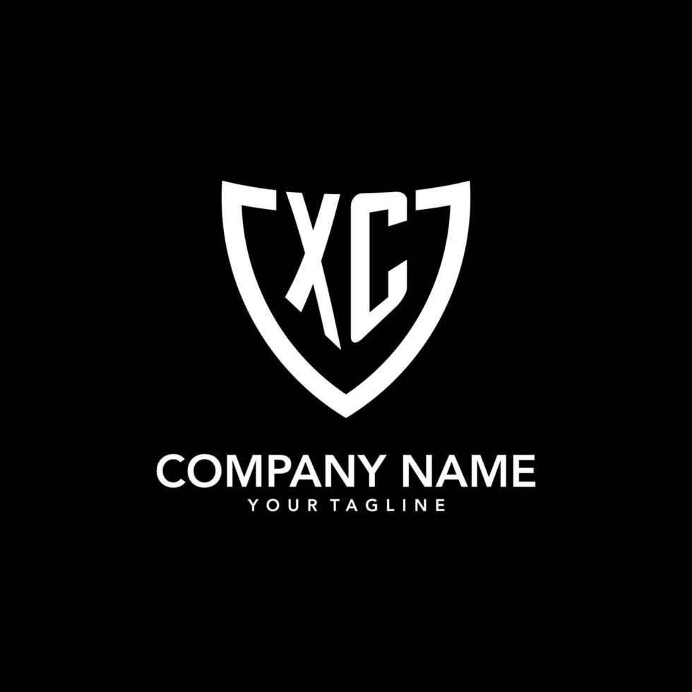 XC monogram initial logo with clean modern shield icon design vector