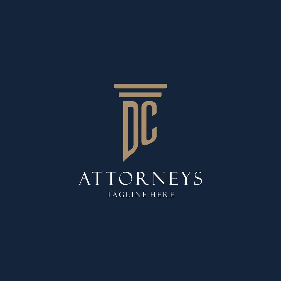 logotipo de monograma inicial de dc para bufete de abogados, abogado, defensor con estilo pilar vector