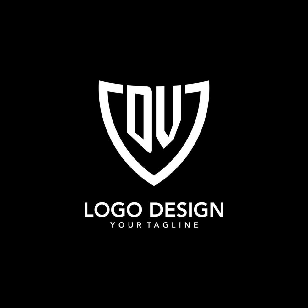 DV monogram initial logo with clean modern shield icon design vector