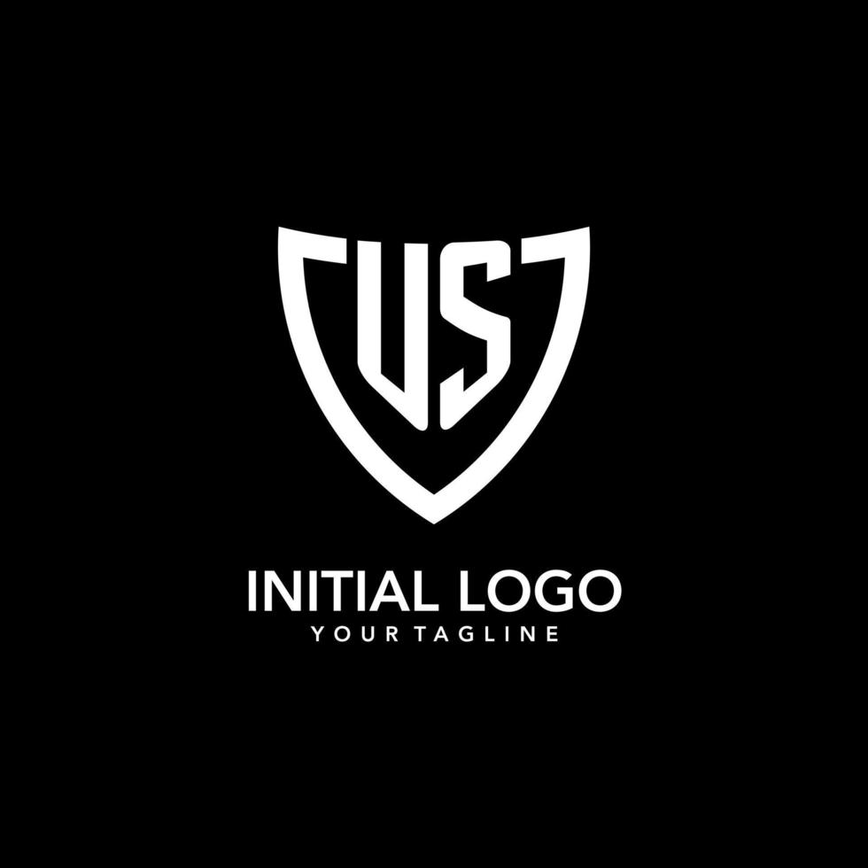 US monogram initial logo with clean modern shield icon design vector