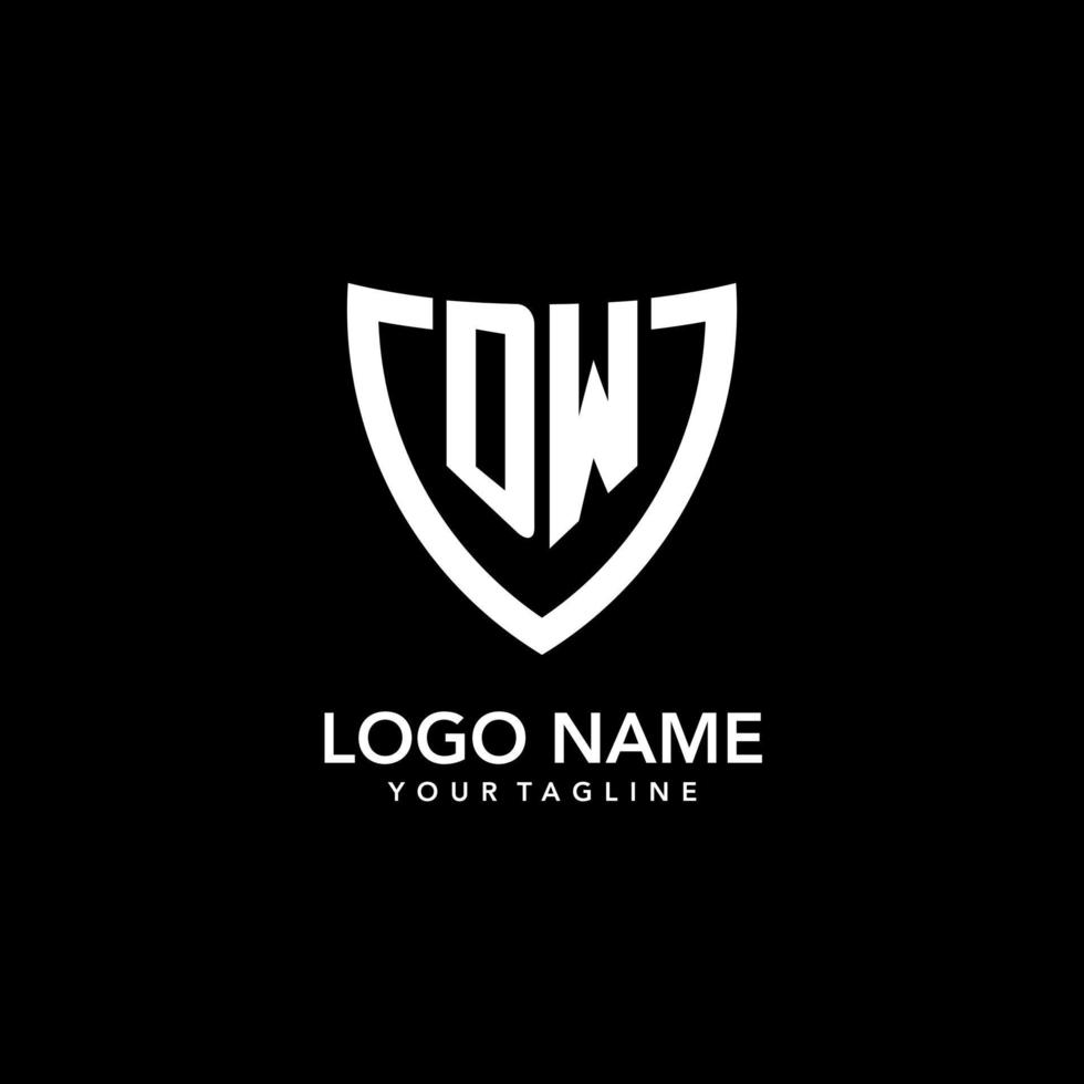 DW monogram initial logo with clean modern shield icon design vector