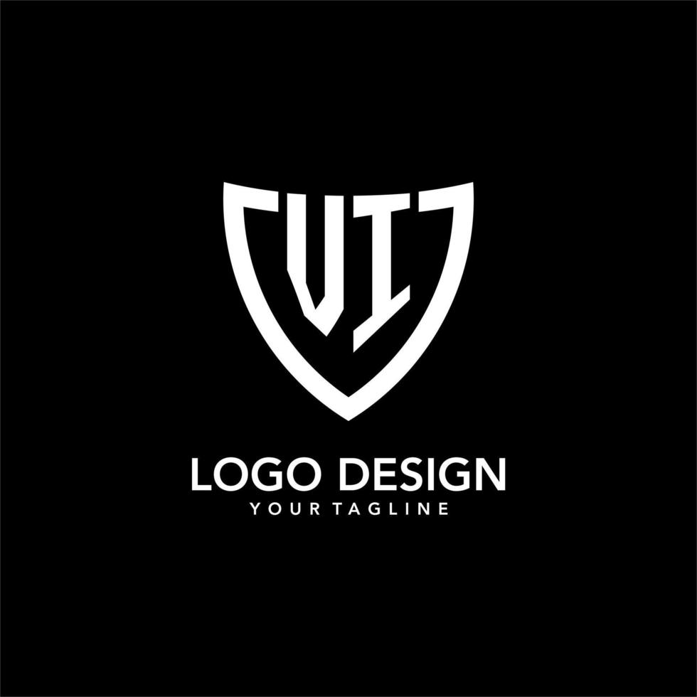 VI monogram initial logo with clean modern shield icon design vector