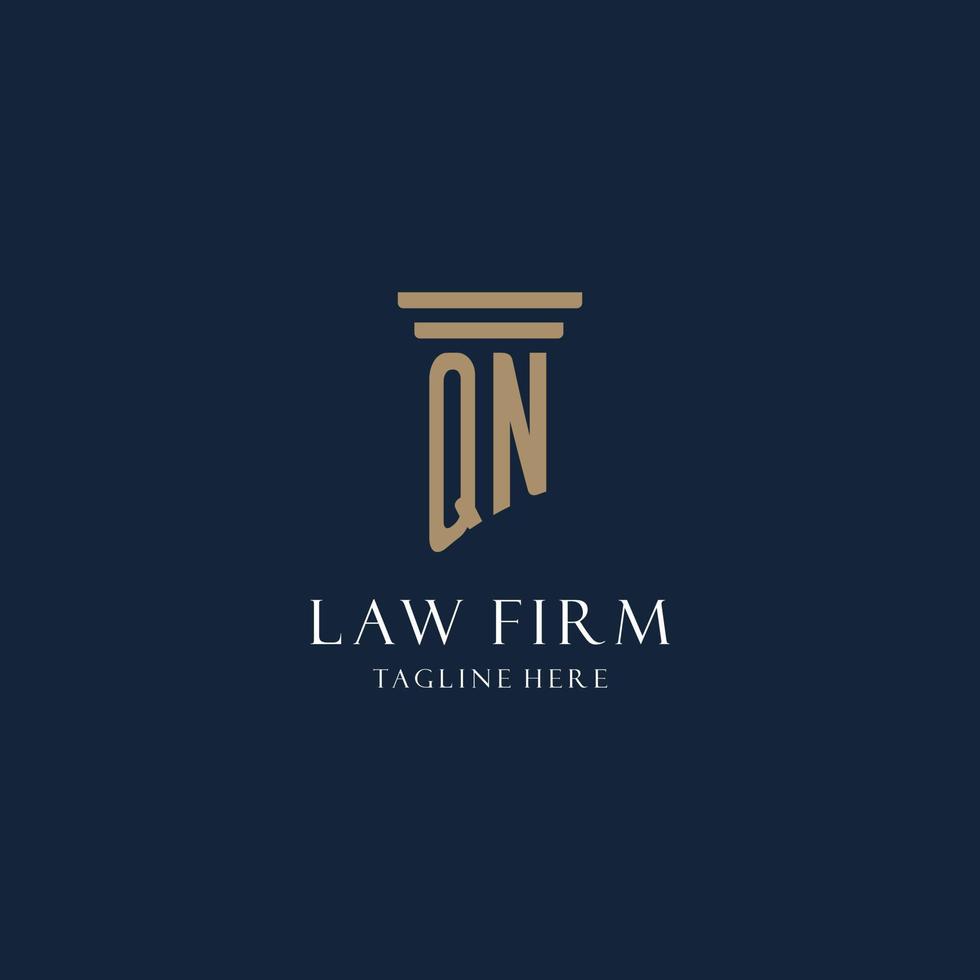 QN initial monogram logo for law office, lawyer, advocate with pillar style vector