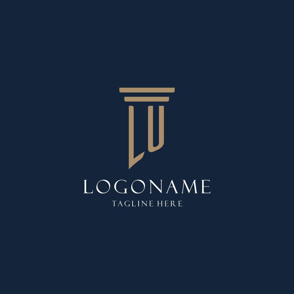logotipo de monograma inicial de lu para bufete de abogados, abogado, defensor con estilo pilar vector