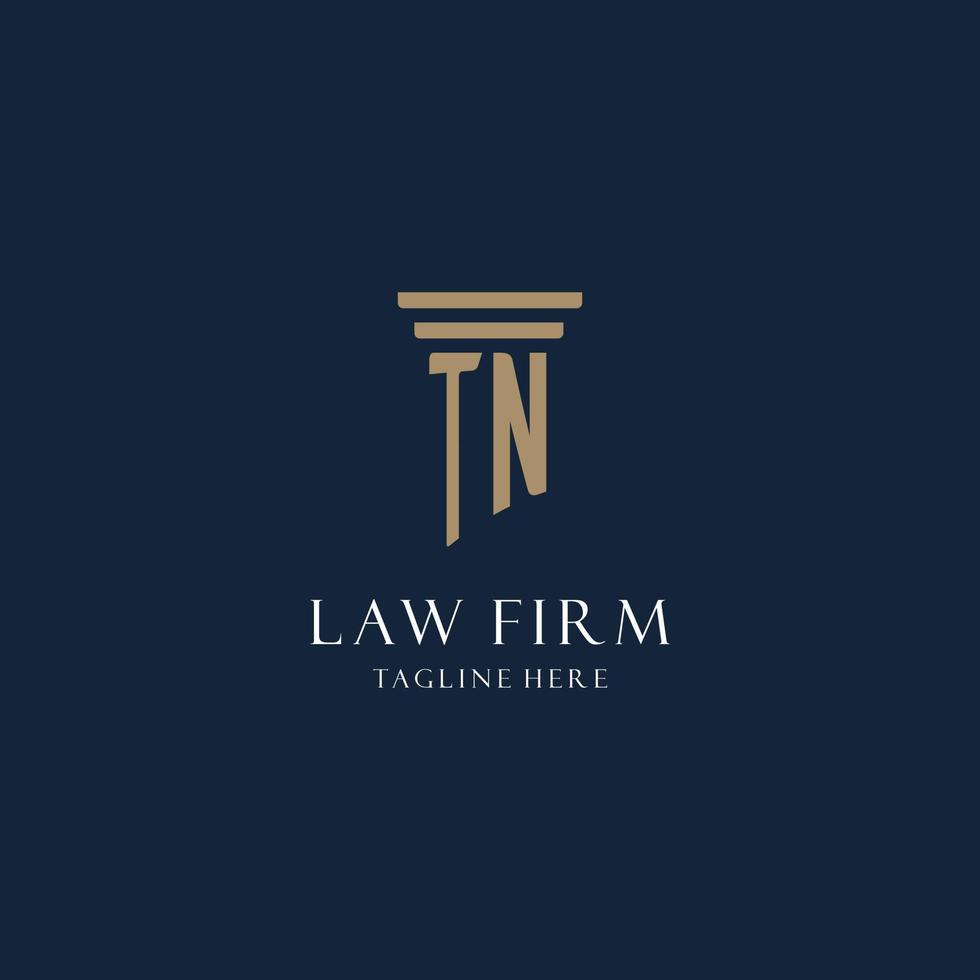 TN initial monogram logo for law office, lawyer, advocate with pillar style vector