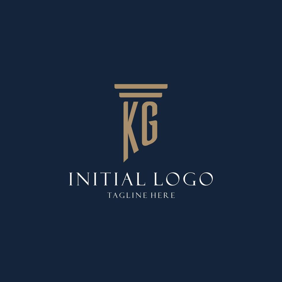 KG initial monogram logo for law office, lawyer, advocate with pillar style vector