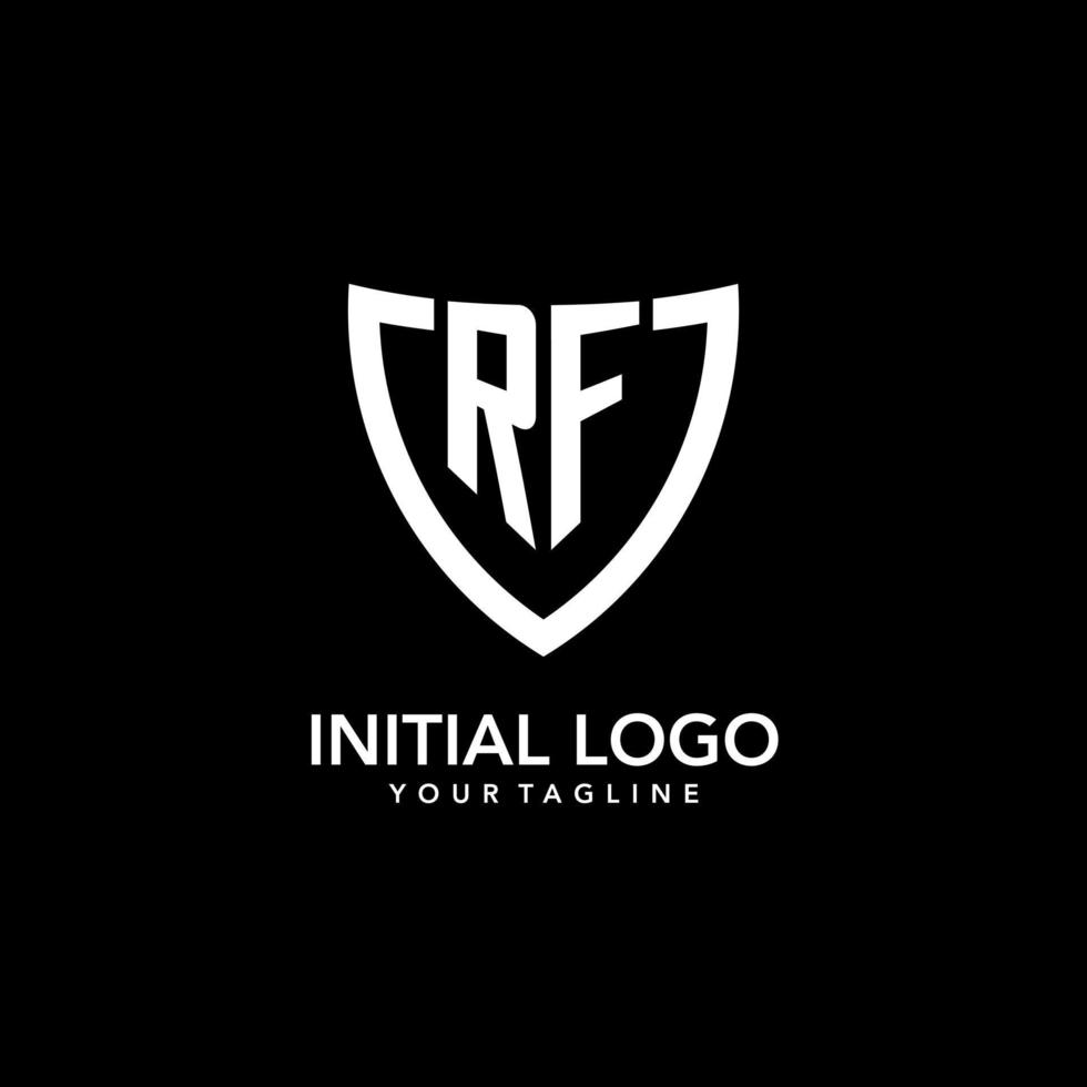 RF monogram initial logo with clean modern shield icon design vector