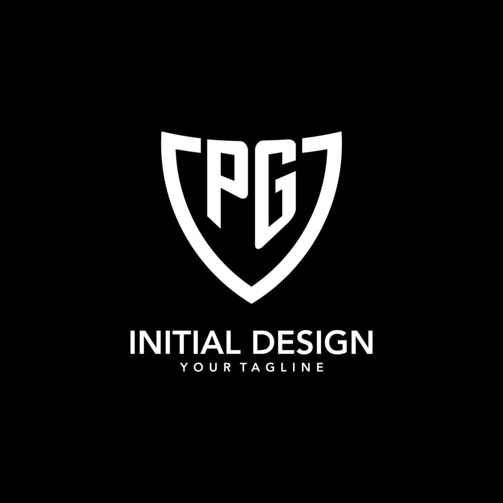 PG monogram initial logo with clean modern shield icon design vector