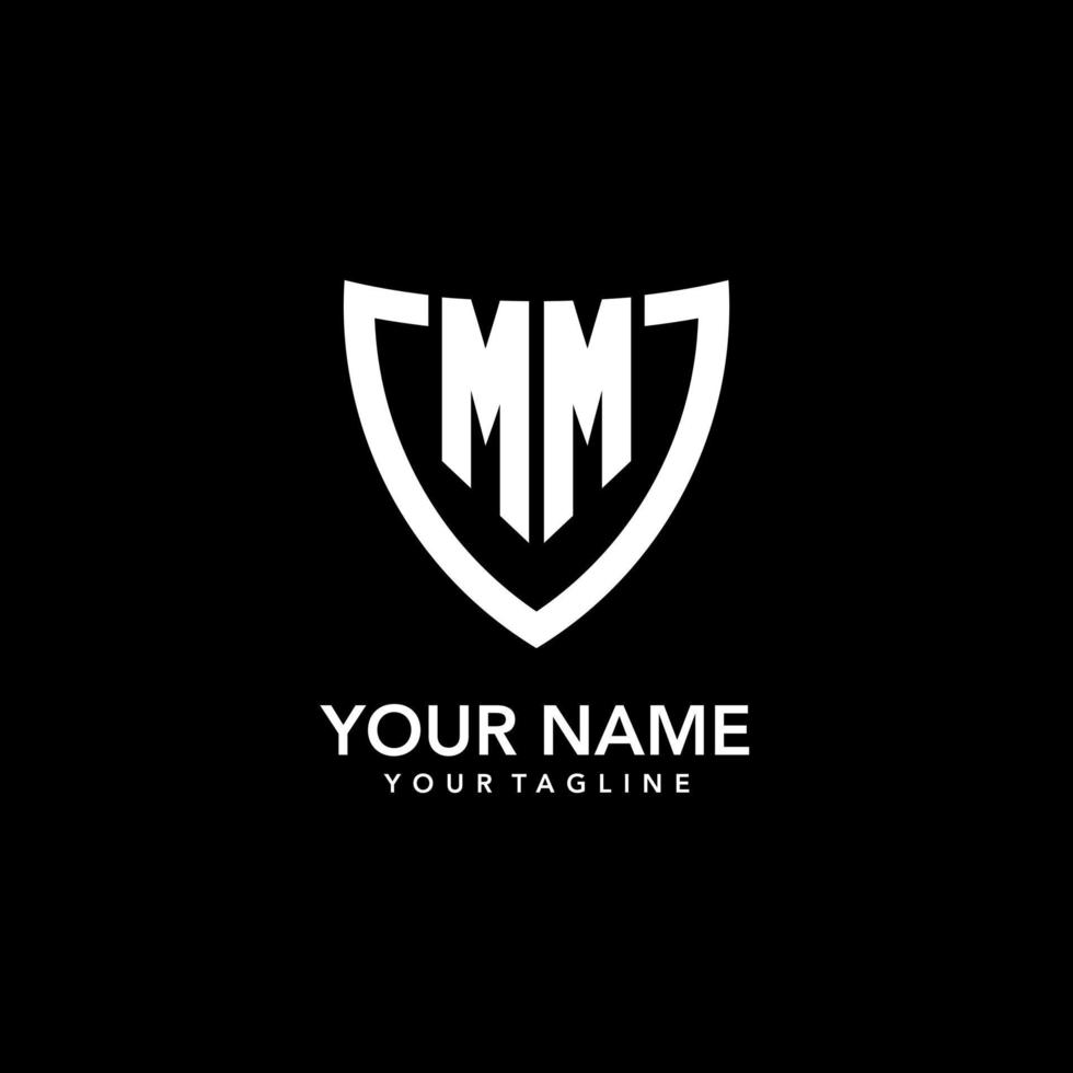 MM monogram initial logo with clean modern shield icon design vector