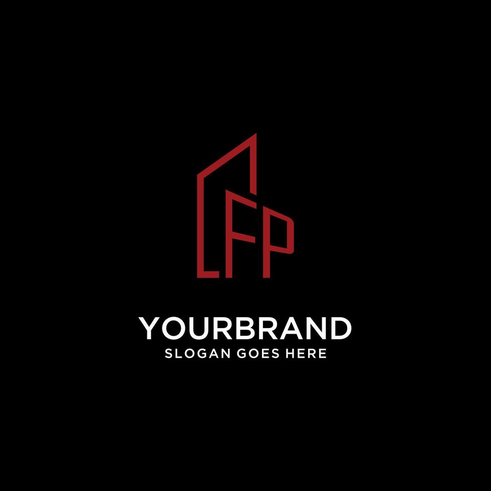 FP initial monogram with building logo design vector