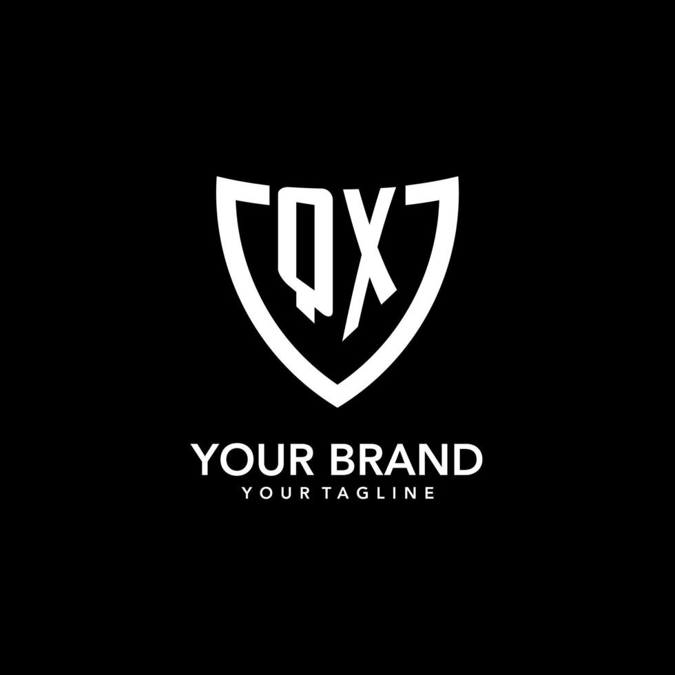 QX monogram initial logo with clean modern shield icon design vector