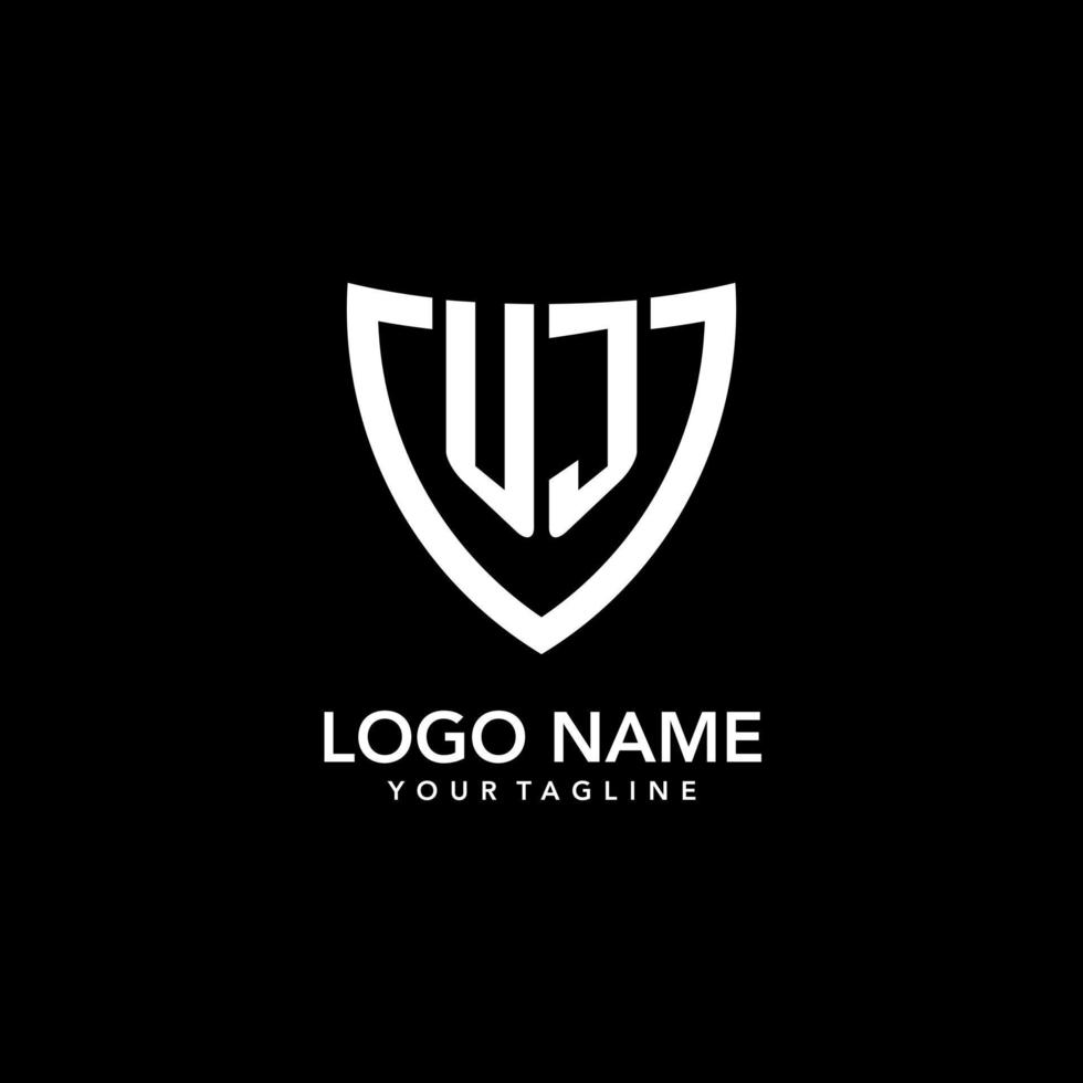 UJ monogram initial logo with clean modern shield icon design vector