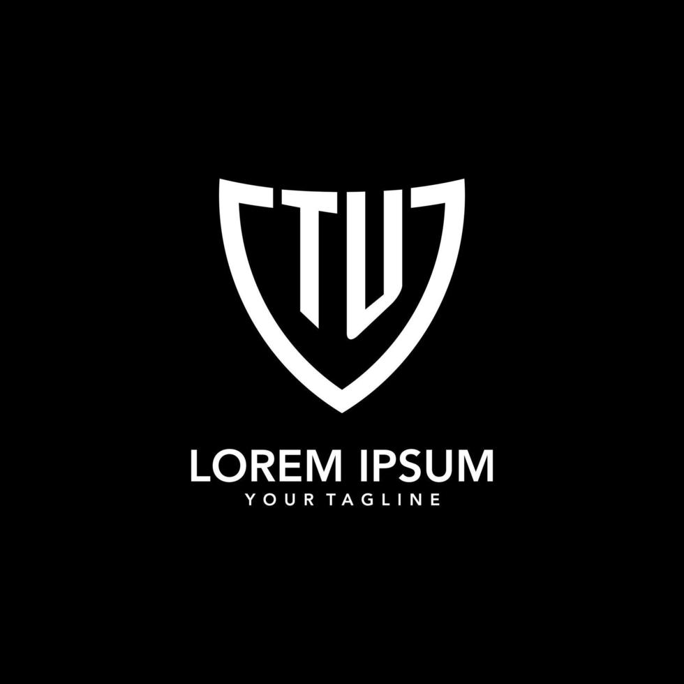 TU monogram initial logo with clean modern shield icon design vector