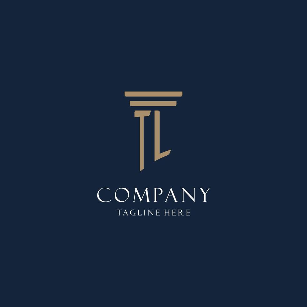 TL initial monogram logo for law office, lawyer, advocate with pillar style vector