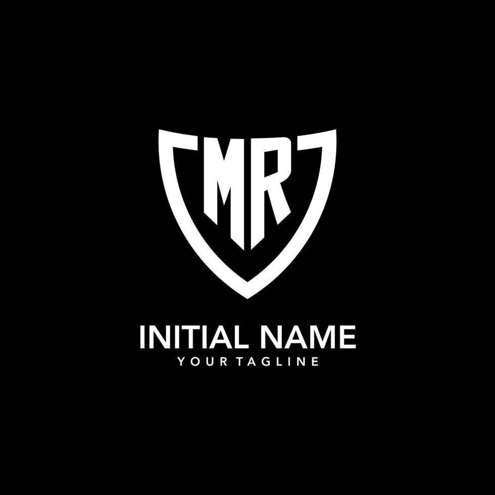 MR monogram initial logo with clean modern shield icon design vector