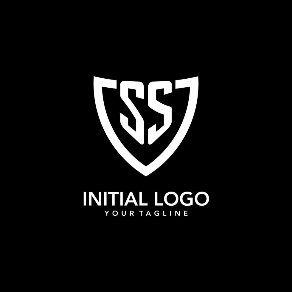 SS monogram initial logo with clean modern shield icon design vector