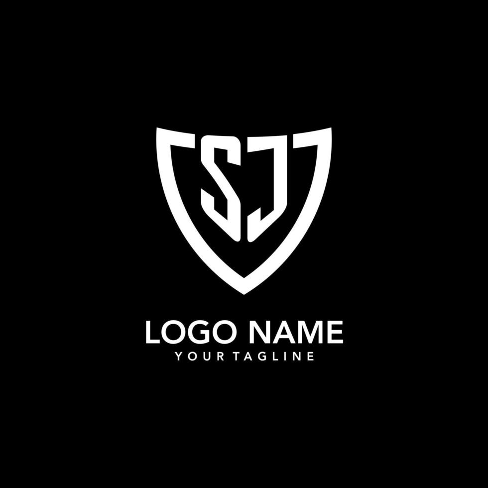 SJ monogram initial logo with clean modern shield icon design vector