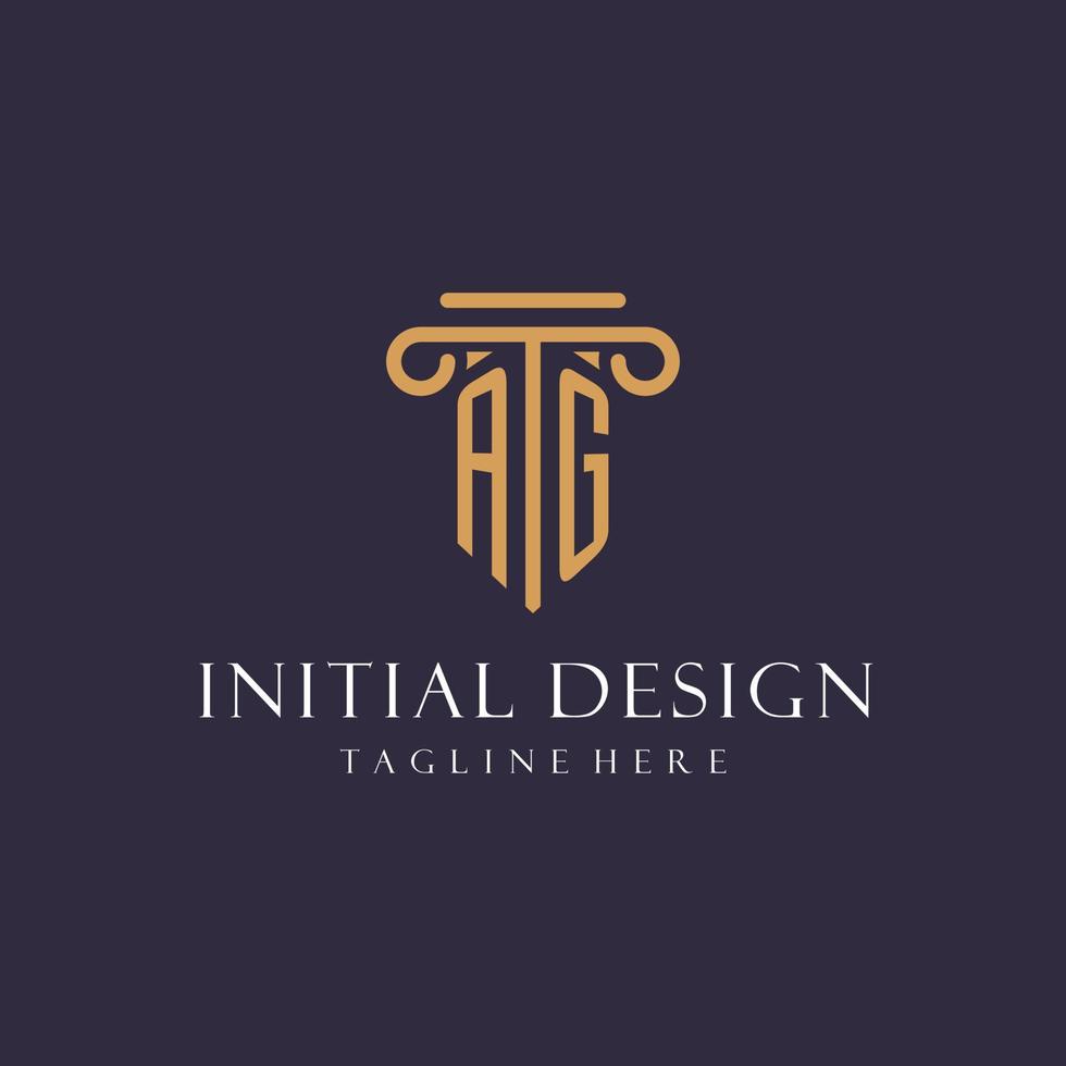 AG monogram initials design for law firm, lawyer, law office with pillar style vector