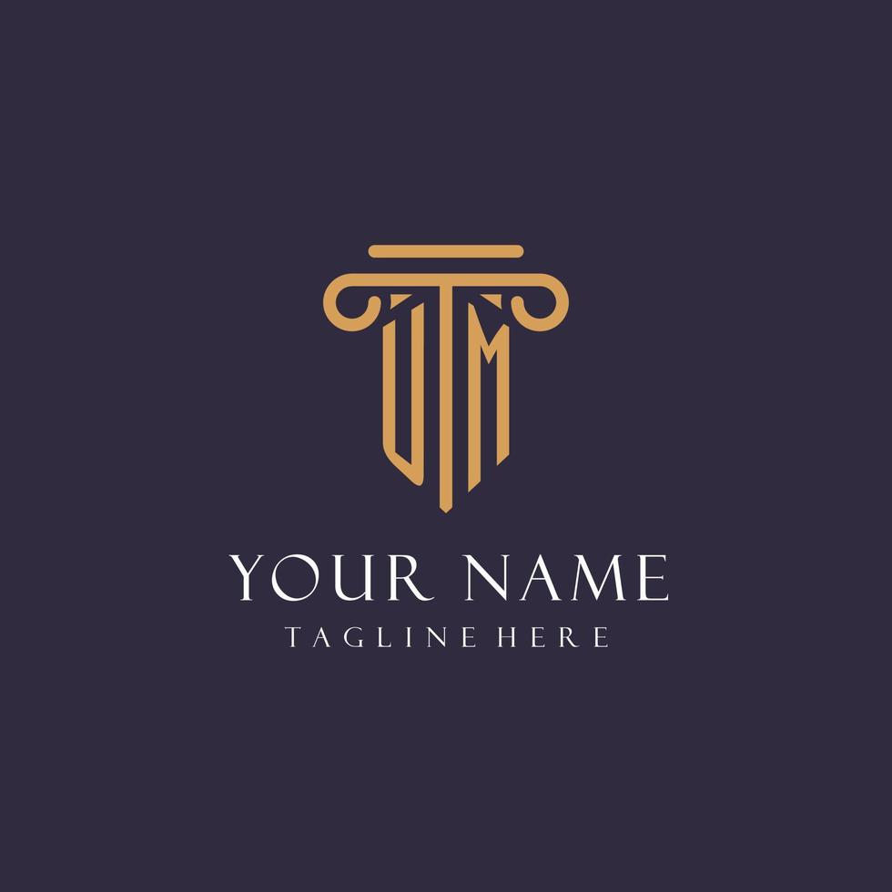 UM monogram initials design for law firm, lawyer, law office with pillar style vector