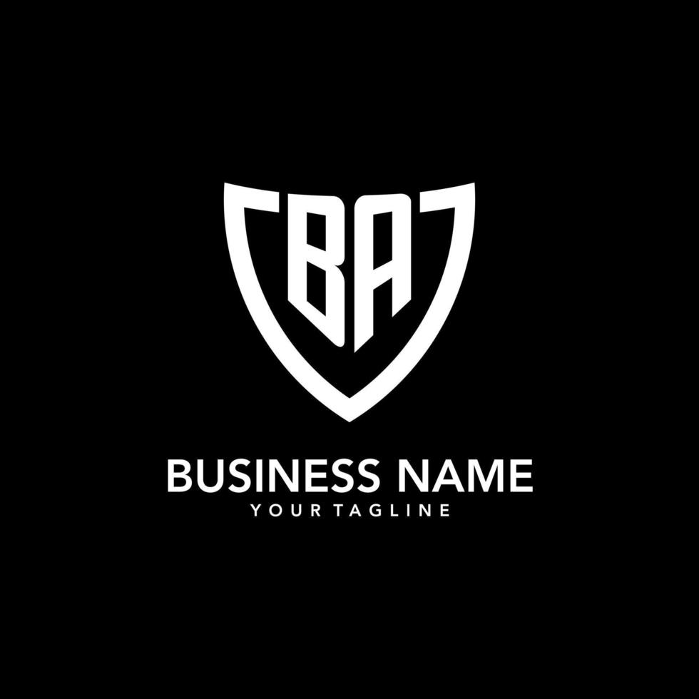 BA monogram initial logo with clean modern shield icon design vector
