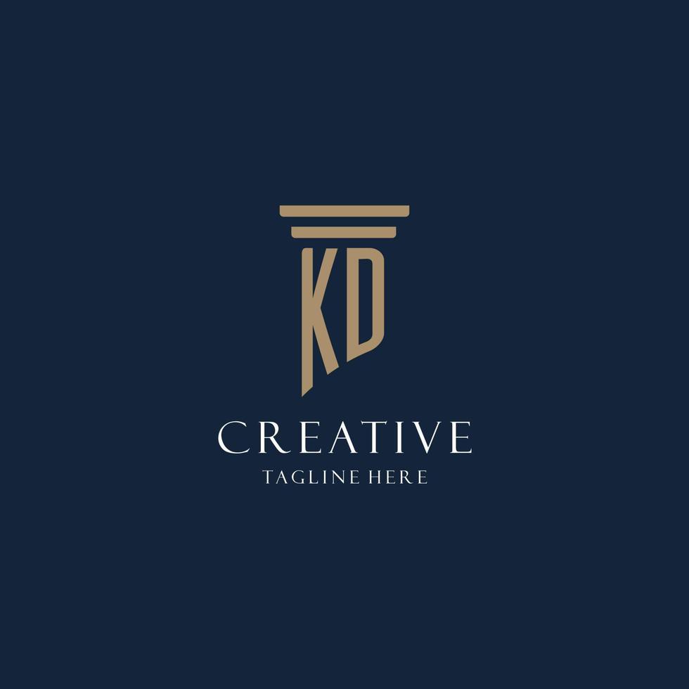 KD initial monogram logo for law office, lawyer, advocate with pillar style vector