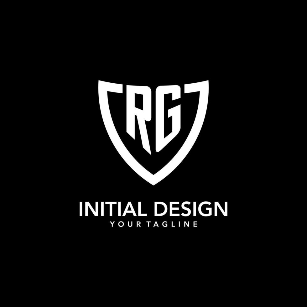 RG monogram initial logo with clean modern shield icon design vector