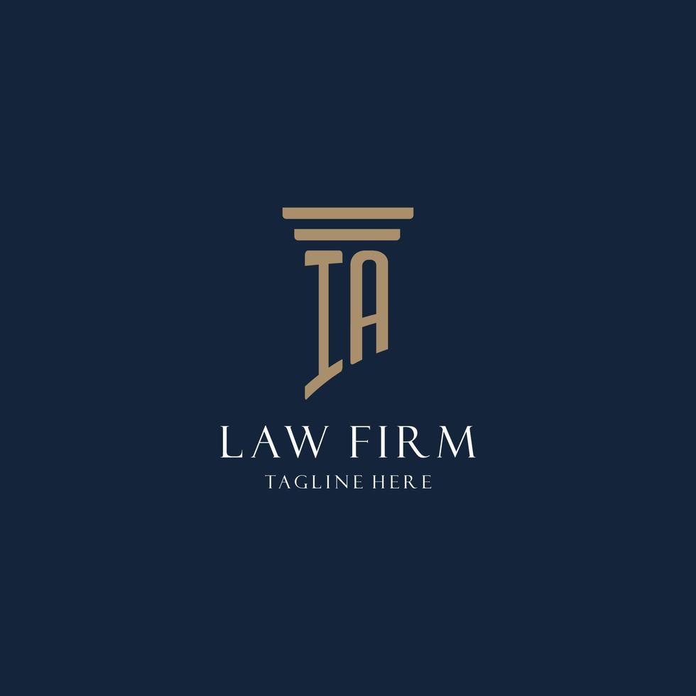 IA initial monogram logo for law office, lawyer, advocate with pillar style vector