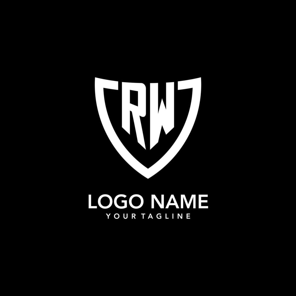 RW monogram initial logo with clean modern shield icon design vector