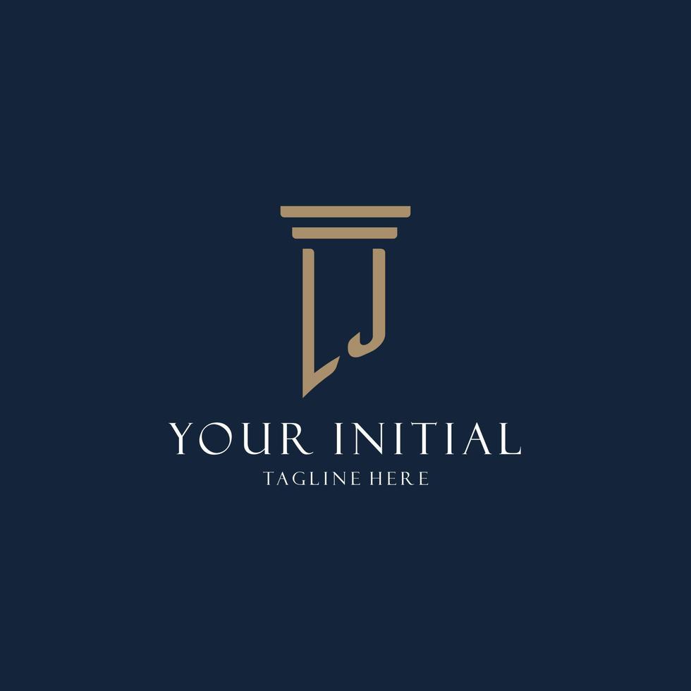 logotipo de monograma inicial de lj para bufete de abogados, abogado, defensor con estilo pilar vector