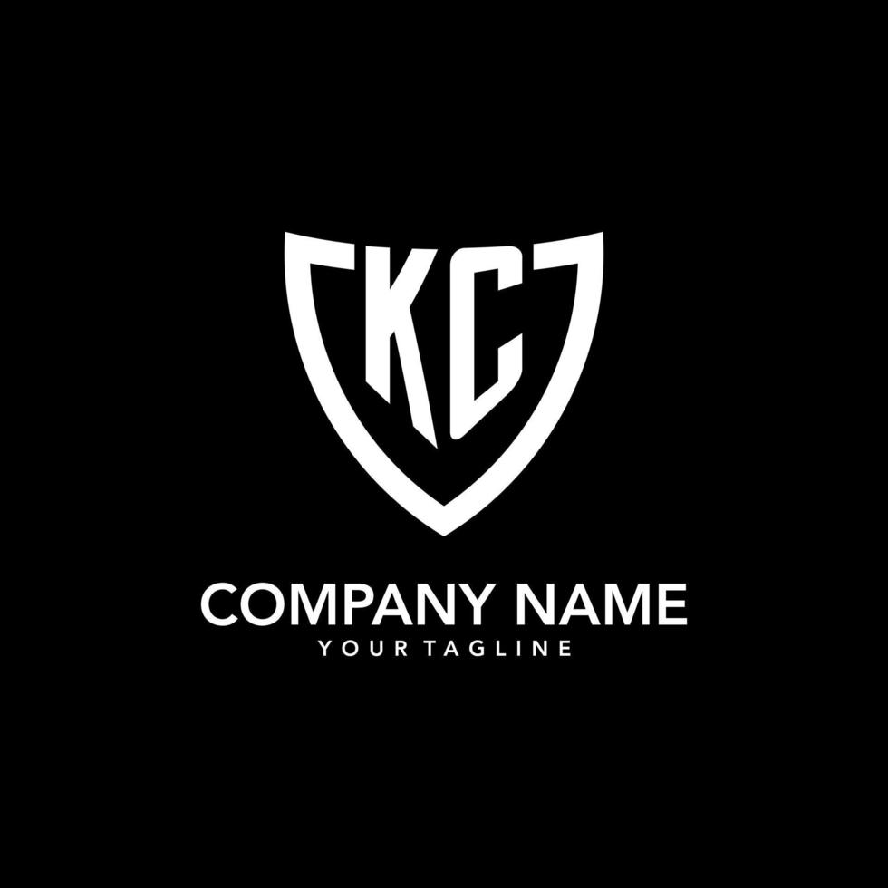 KC monogram initial logo with clean modern shield icon design vector
