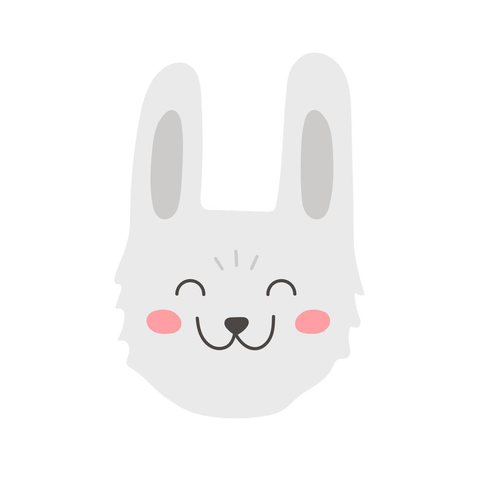 conejo blanco vectorial, cabeza de conejito lindo para niños vector
