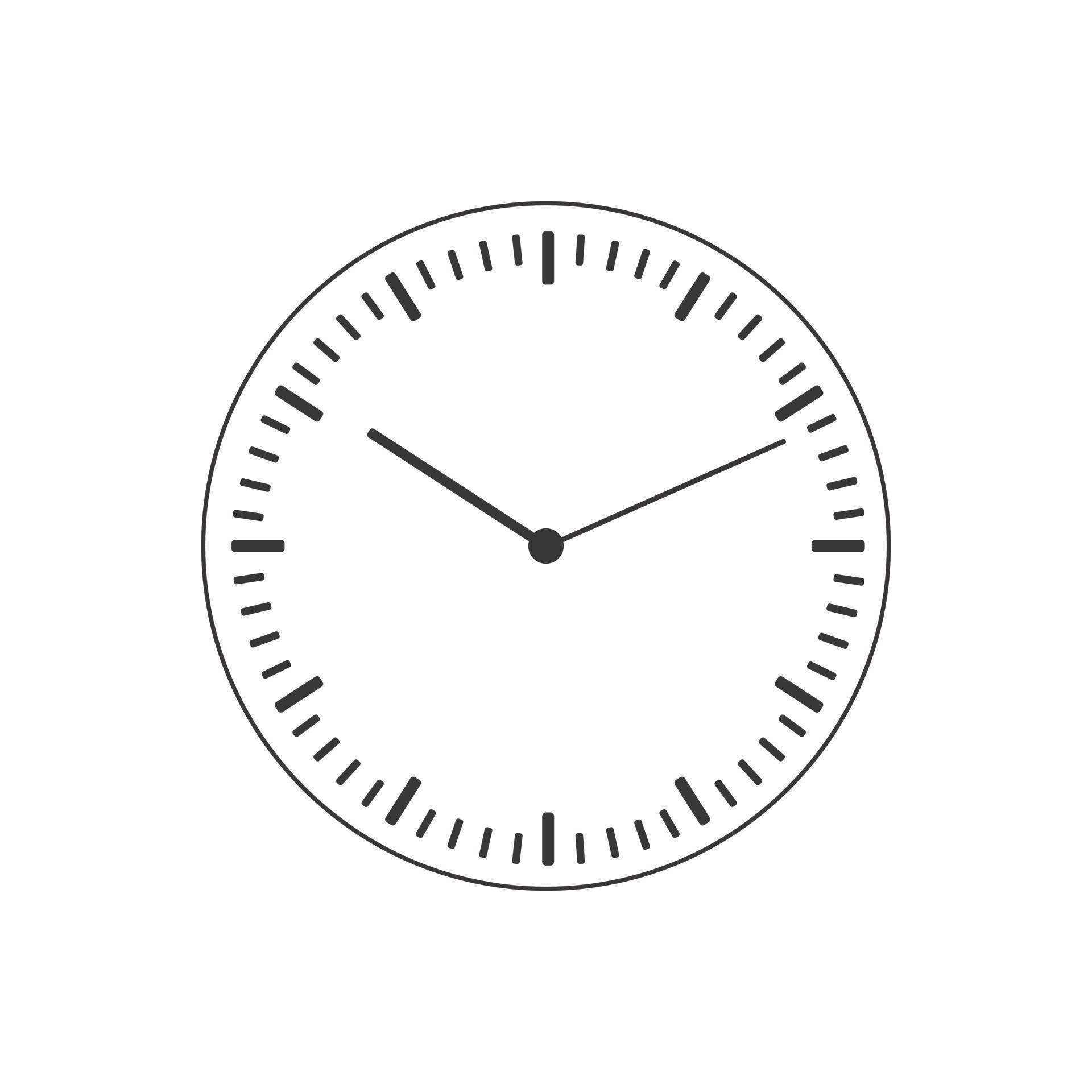 Clock face blank isolated on white background. Outline vector clock