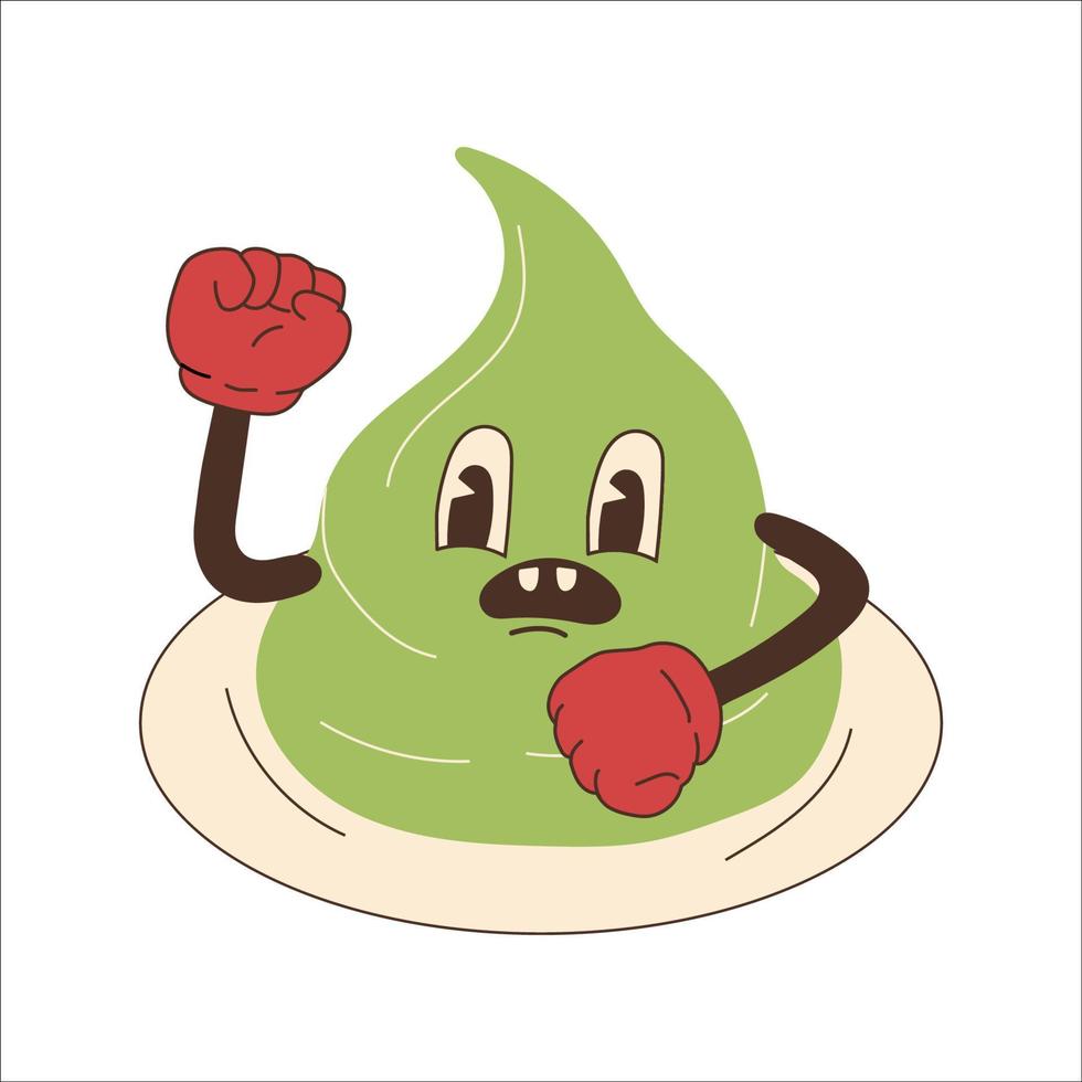 wasabi en ilustración de estilo de dibujos animados retro, colección de arte vectorial de carácter vintage vector