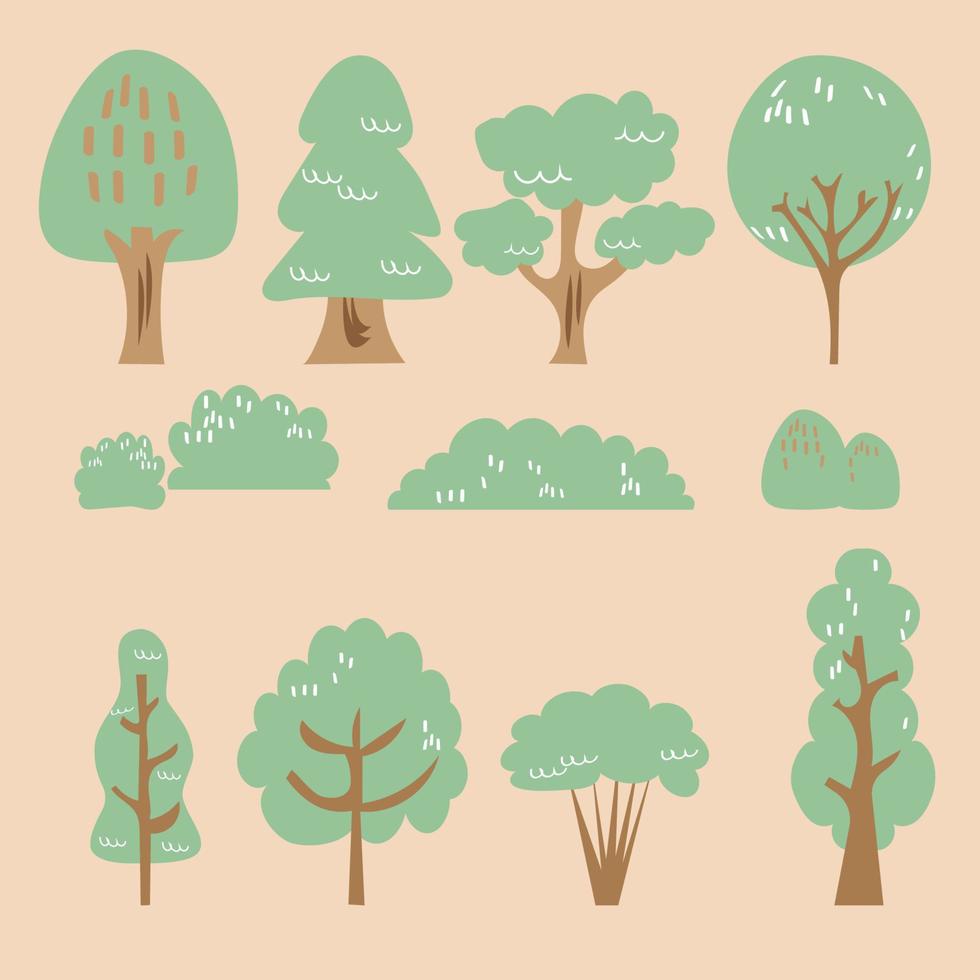 tree pastel colour bundle set vector image