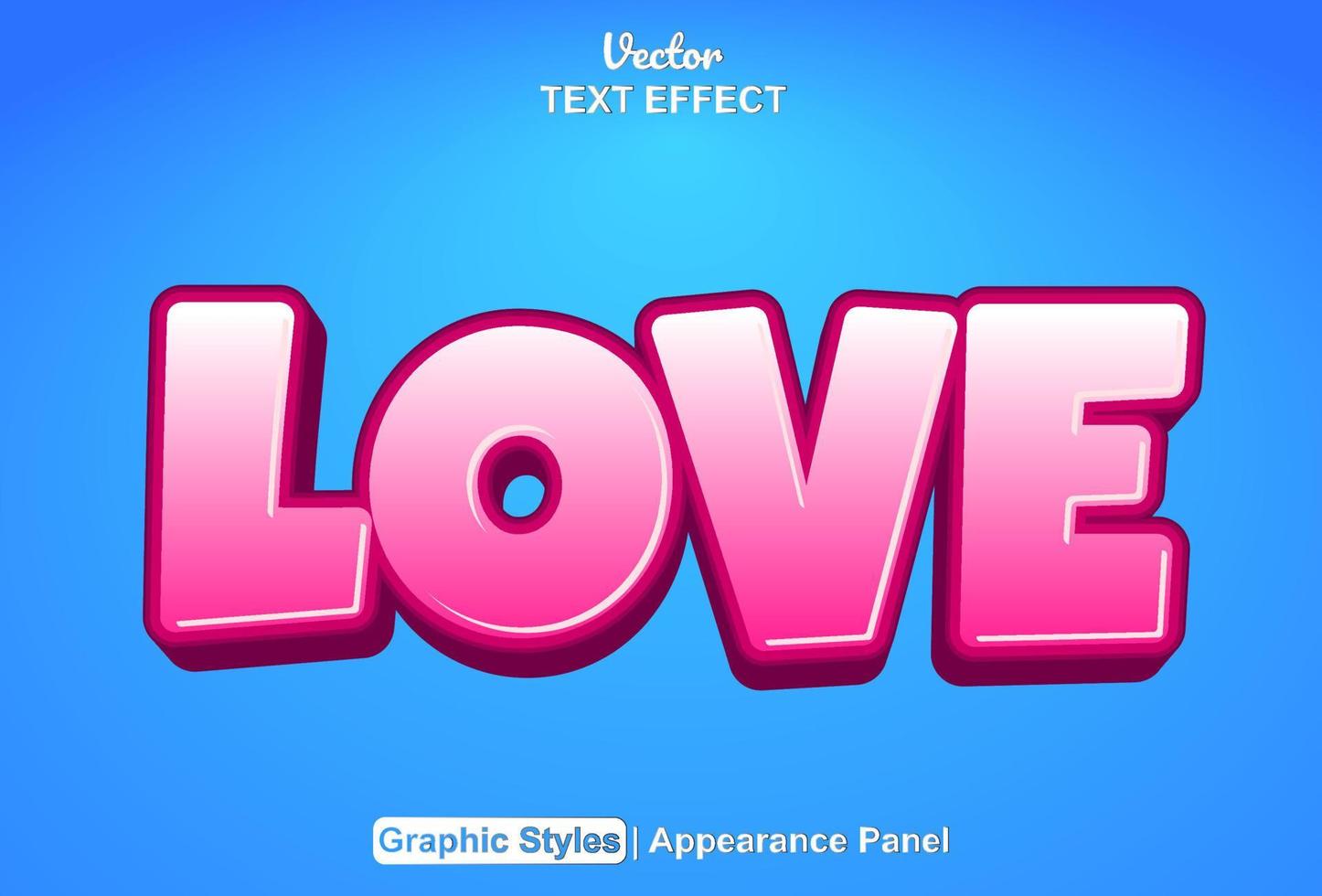 efecto de texto de amor con estilo gráfico y editable. vector