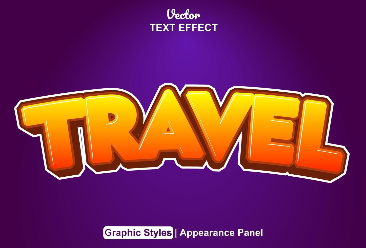 travel text effect with graphic style and editable. vector