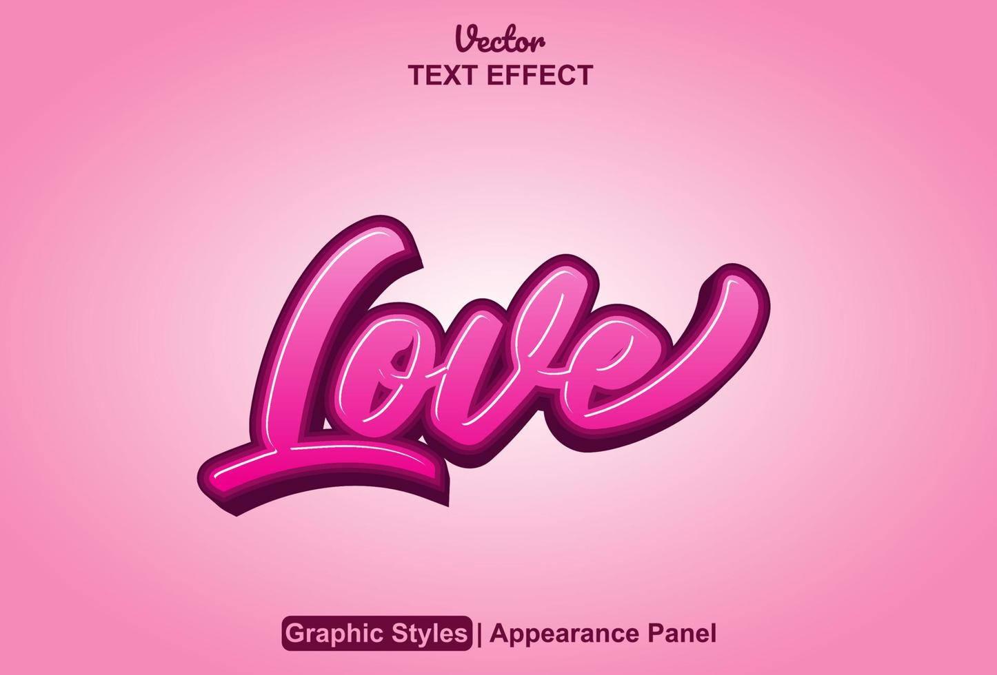 efecto de texto de amor con estilo gráfico y editable. vector