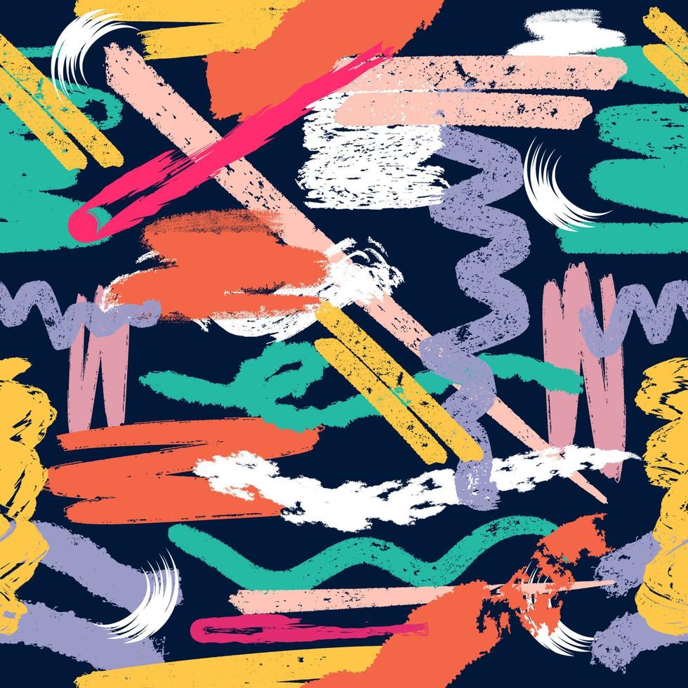 Hand Drawn Brush Strokes Seamless Pattern vector