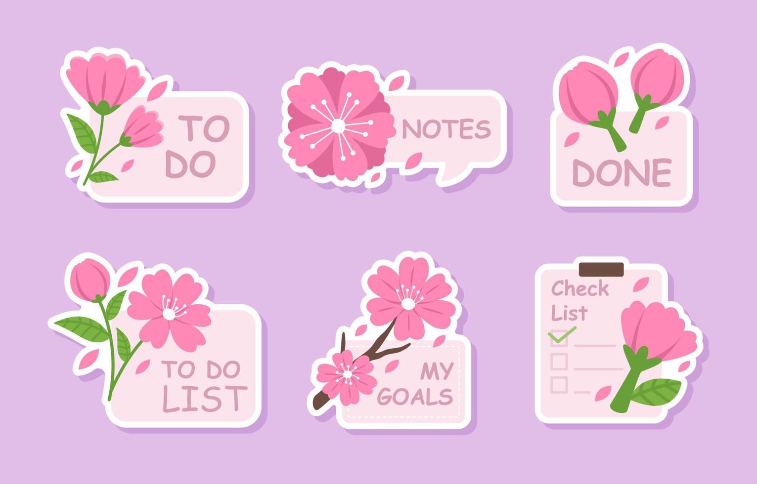 Peach Blossom Journal Sticker Set vector