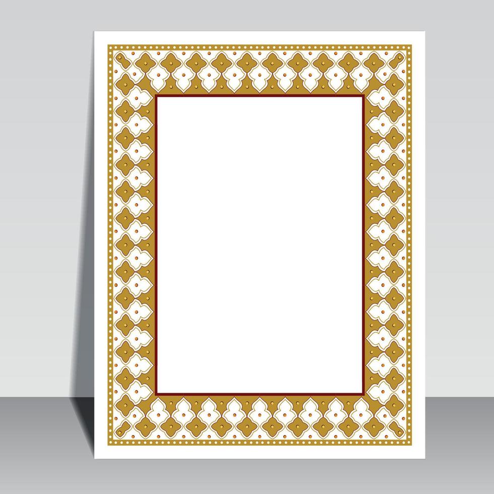 Islamic book cover design, Arabic frame border. vector