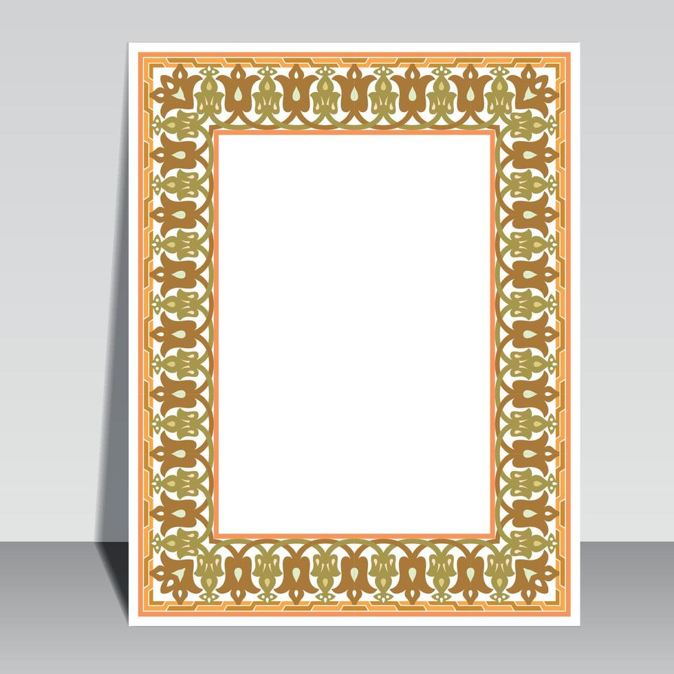 Islamic book cover design, Arabic frame border. vector